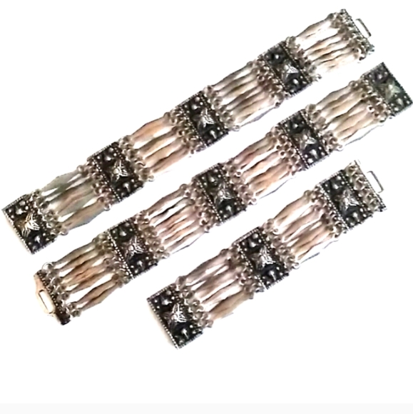 VINTAGE 3Pc Silver Convertible Necklace &/or Bracelet - Picture 3 of 8